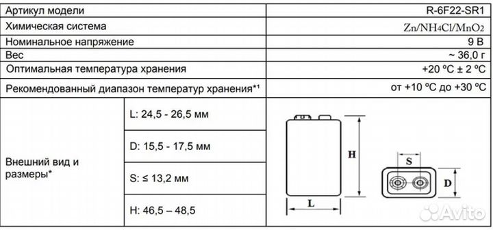 Батарейки крона 9V (оптом) – robiton plus 6F22