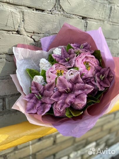 Сладкий букет цветов с Лилиями из зефира