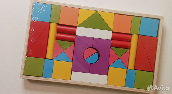 Деревянный конструктор, кубики, 39 деталей