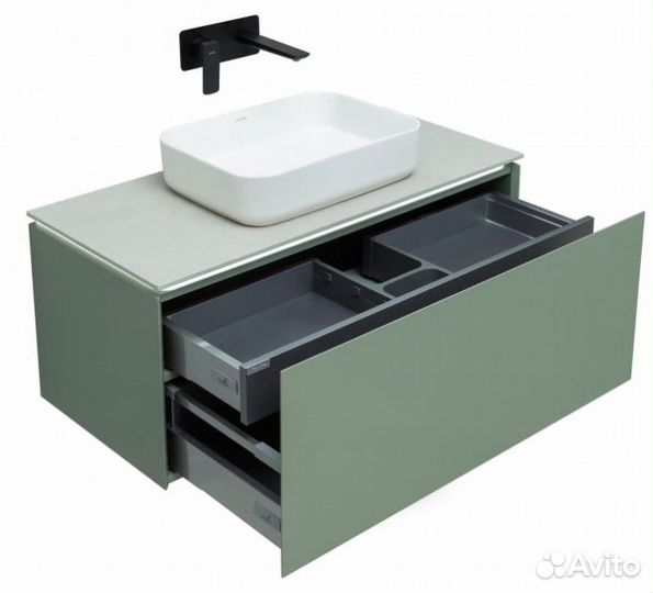 Мебель для ванной Allen Brau Infinity 100 см сплошной фасад цементно-серый