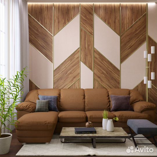 Стеновые панели со вставками из кожи