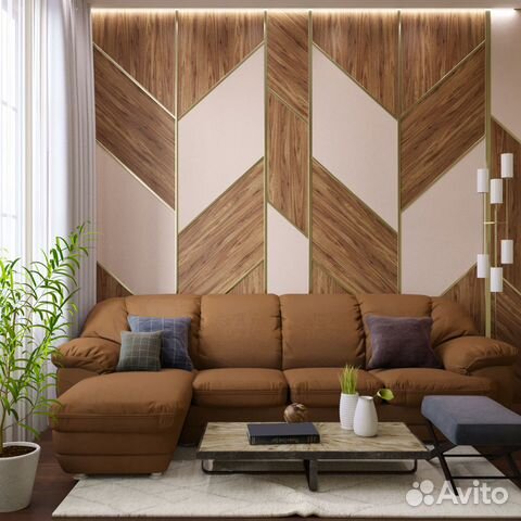 Стеновые панели со вставками из кожи