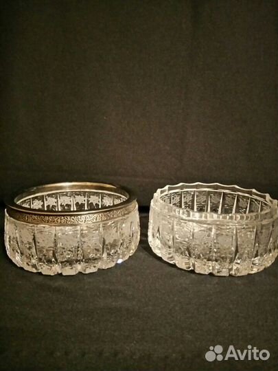 Вазы хрусталь/серебро и хрусталь/мельхиор