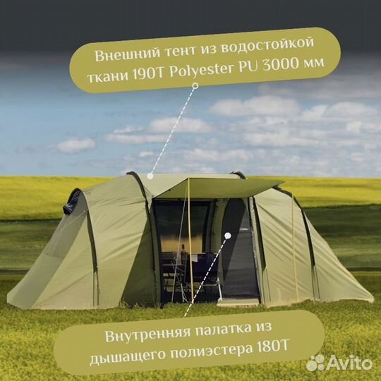 Палатка туристическая 6 местная с тамбуром