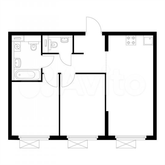 2-к. квартира, 51,2 м², 7/17 эт.