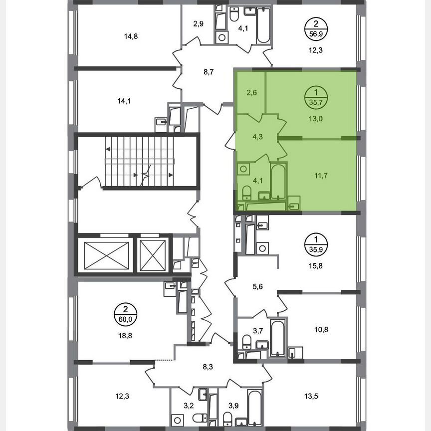 1-к. квартира, 35,7 м², 5/17 эт.