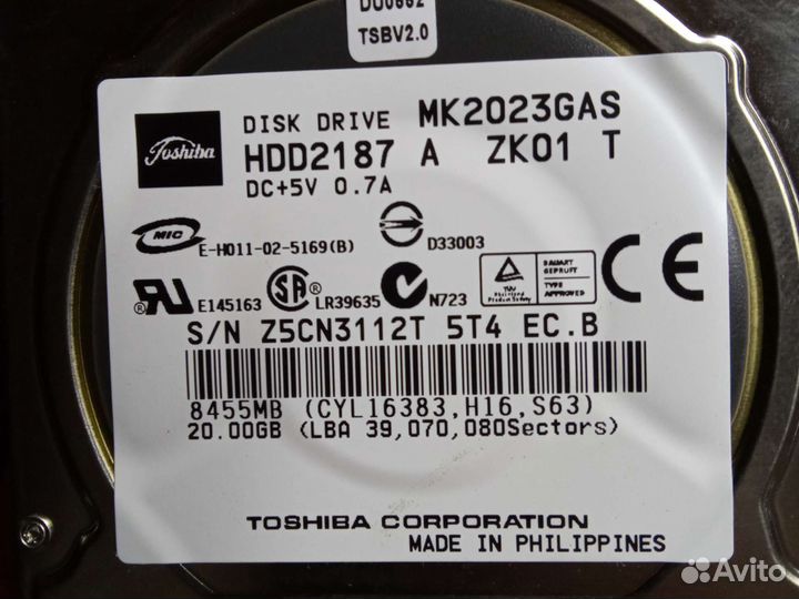 Жёсткий диск toshiba mk2023gas