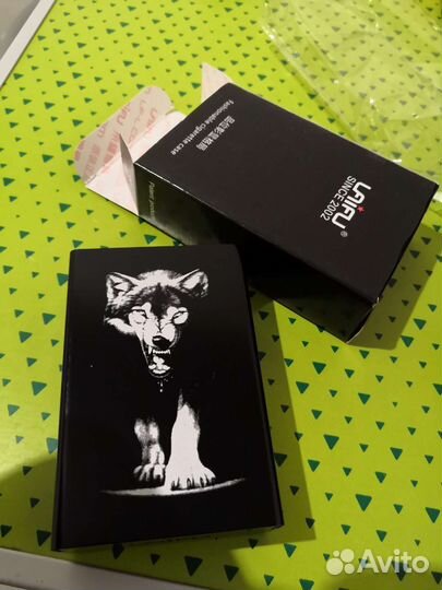 Портсигар металлический с Волком. Новый