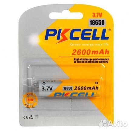 Литий-ионный аккумулятор pkcell 18650 2600-1B тип