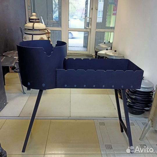 Мангал с печью под казан 3мм цельногнутый