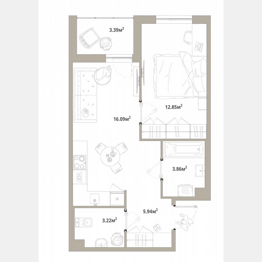1-к. квартира, 43,7 м², 10/12 эт.