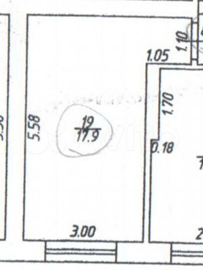 Комната 19 м² в 6-к., 8/9 эт.
