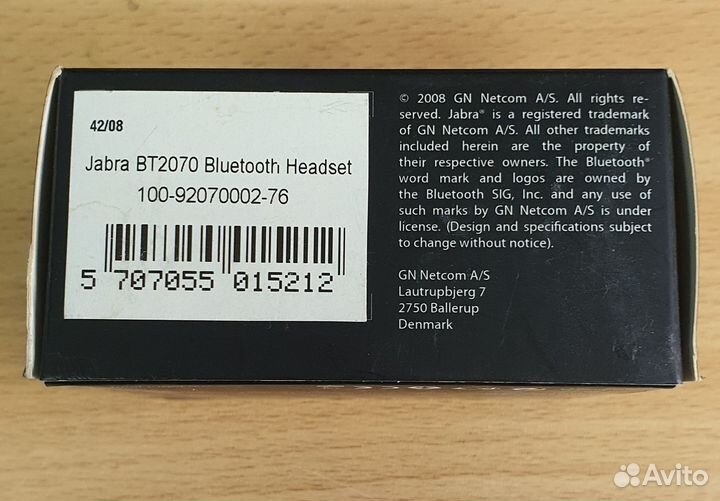 Bluetooth гарнитура Jabra BT2070