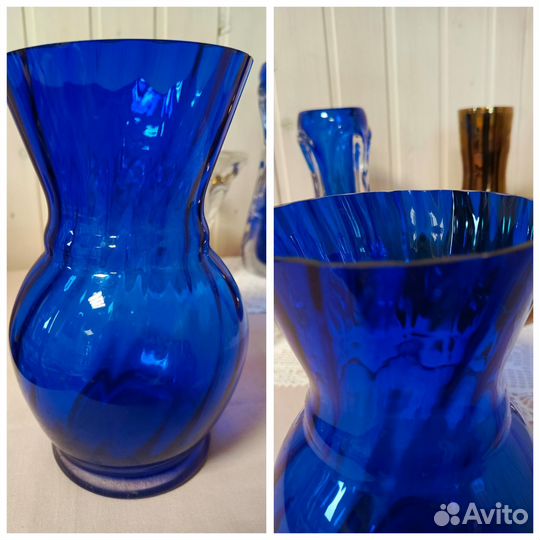 Вазы гутное, цветное стекло