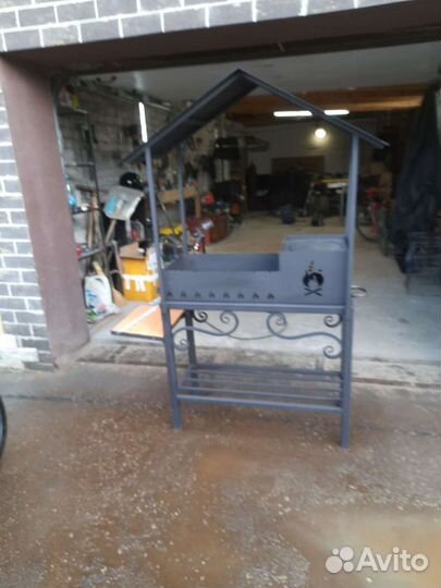 Мангал с печью под казан и крышей