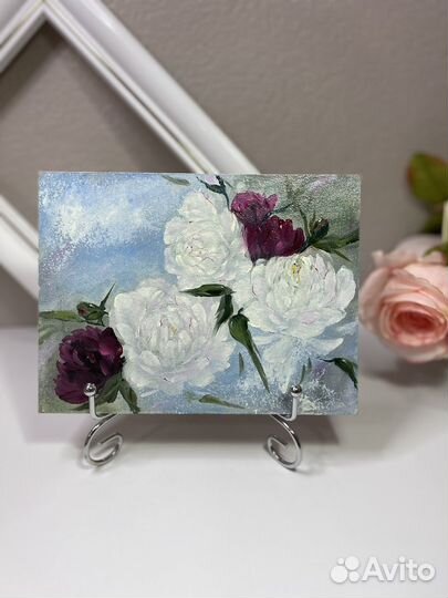 Картины маслом Цветы 15х20 на оргалите