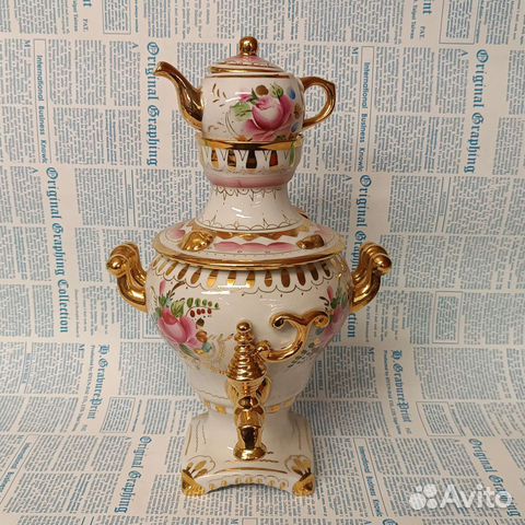 Самовар фарфоровый Гжель