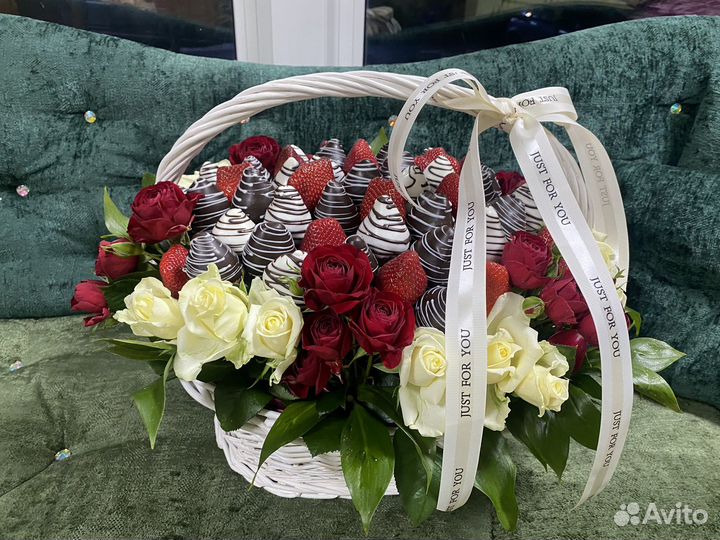 Цветы+клубника в шоколаде