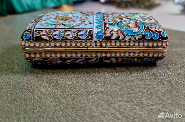 Портсигар. Серебро 84проба. Эмали