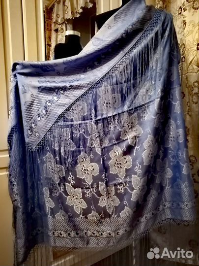 Платок шаль жаккард СССР большие