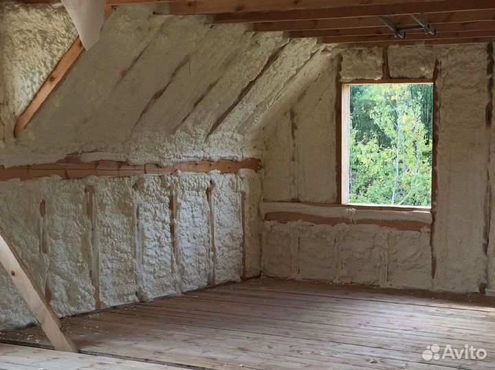 Утепление потолка ППУ от 100м2