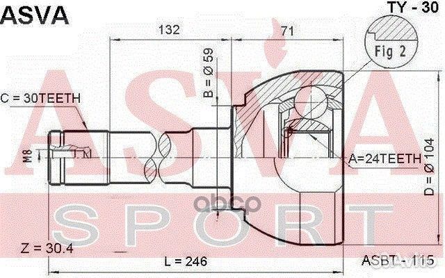 Шрус наружный 24x59x30 TY-30 asva