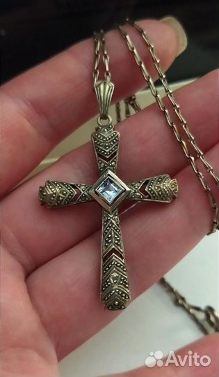 Антикварный Довоенный Подвес серебро 835 Топаз