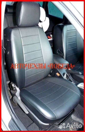 Чехлы Kia Ceed 1 из экокожи чёрные Классика