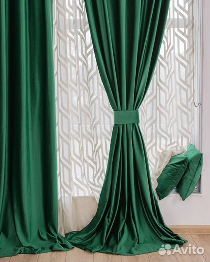Комплект штор бархат Беллиссимо Изумруд