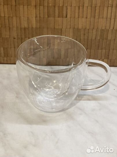 Стеклянная кружка с двойными стенками сердечко