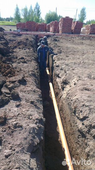 Монтаж выгребных ям и водопровода