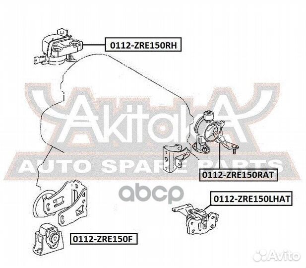 Подушка двигателя прав 0112ZRE150RH asva