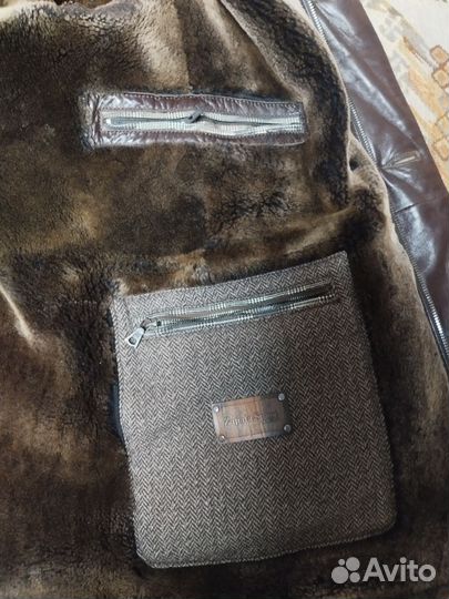 Кожаная зимняя куртка бушлат