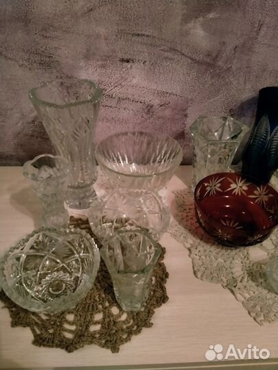 Хрустальная посуда(ссср),вазы-цветное стекло