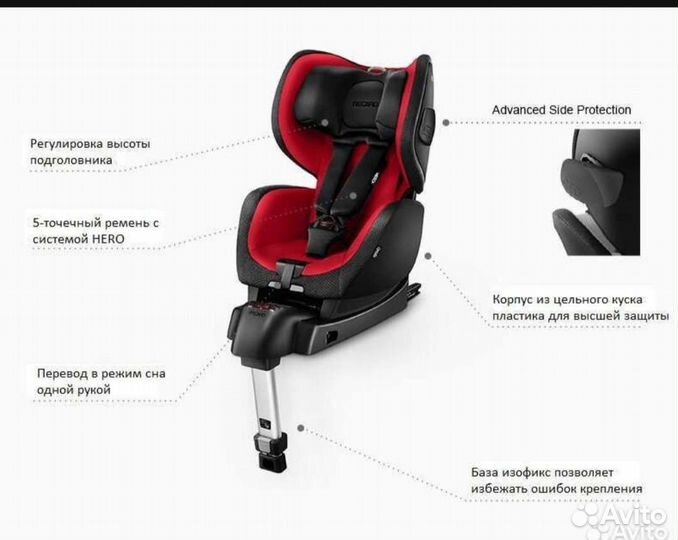 Автокресло recaro optiafix 9-18 кг + подарки