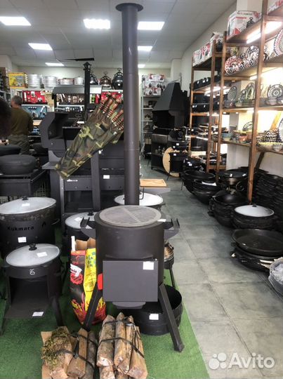 Печь для казана с трубой премиум элитная