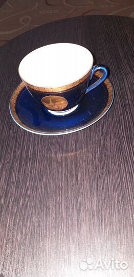 Чашки чайные с блюдцами (кобальт с золотом)