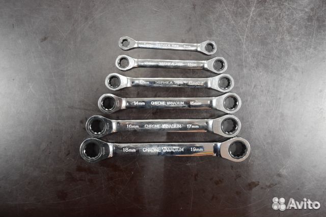 Набор ключей накидных трещоточных 6 пр. эврика