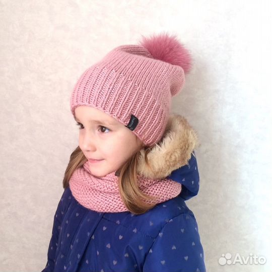 Шапка с помпоном и снуд