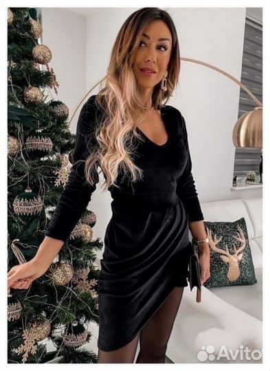 Вечернее мини платье синее