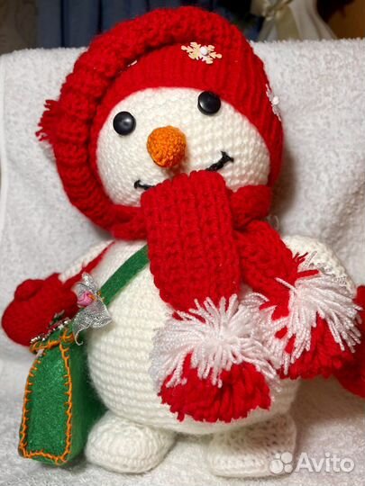 Вязаный Снеговик игрушка ручной работы