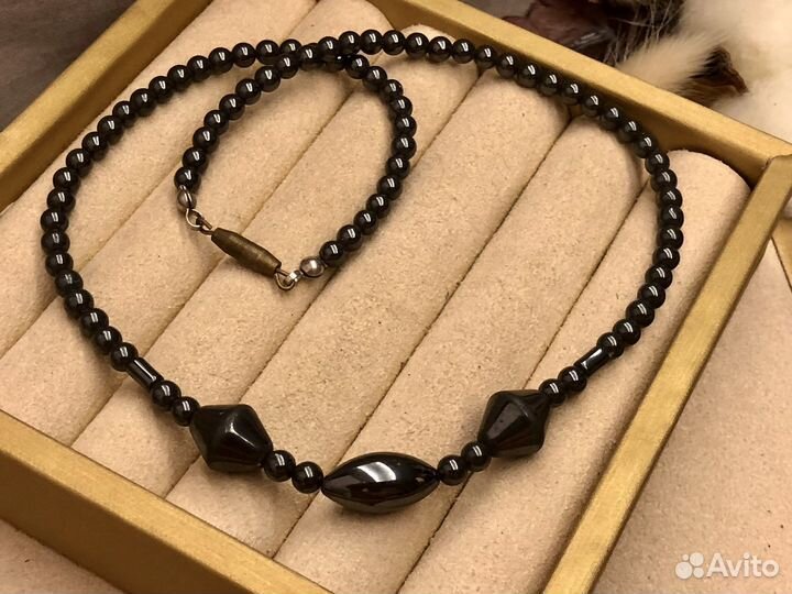 Бусы гематит винтаж