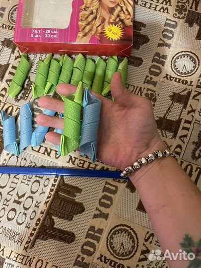 Бигуди спиральные 18 штук и бигуди липучки