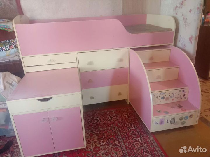 Детская кроватка трансформер с матрасом