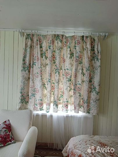 Шторы короткие на подкладе 2шт в английском стиле