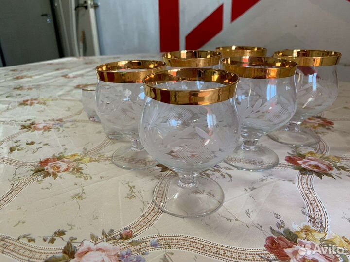 Винные бокалы на ножке с рюмками, набор 12 шт