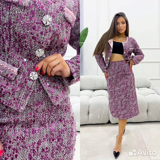 Нарядный костюм твид 44 р