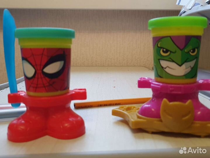 Конструктор липучка + Спайдермен и Халк Play Doh в