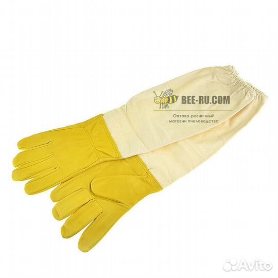 Перчатки пчеловода Beeland (желтая, кожа, лен)