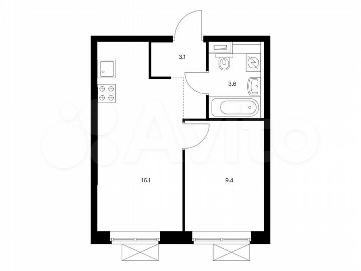 1-к. квартира, 32,2 м², 15/21 эт.